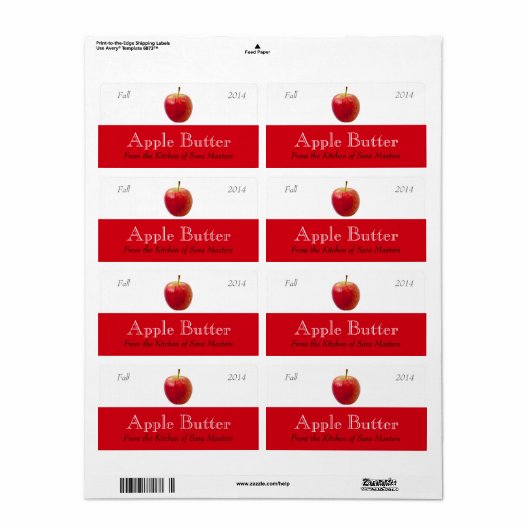 Apple Butter Sauce Canning Labels (Vorne)