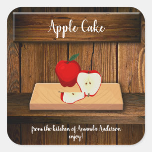 Apple Cake 3" q Produktetikett Quadratischer Aufkleber