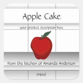 Apple Cake Kitchen Tiles Sq Produktetikett Quadratischer Aufkleber