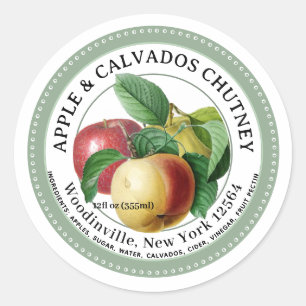 Apple Calvados Chutney Jam Produktetikett Runder Aufkleber