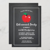 Apple Chalkboard Lehrer-Ruhestand Modernes Skript Einladung (Vorne/Hinten)