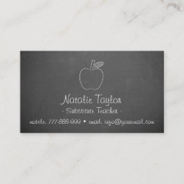 Apple Chalkboard Substitution Teacher Business Car Visitenkarte
