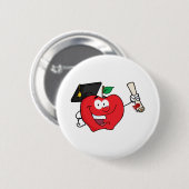 Apple-Charakter-Absolvent, der ein Diplom hält Button (Vorne & Hinten)