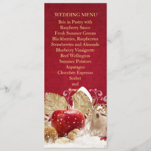Apple Christmas Gold Snowflakes Wedding Menu Menükarte