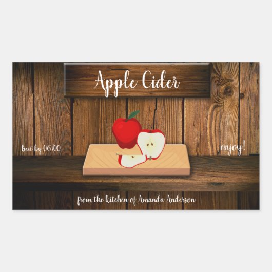 Apple Cider Canning Label Rechteckiger Aufkleber (Vorderseite)