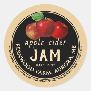 Apple Cider Jam Sauce Jelly Label Kraft Homemade Runder Aufkleber