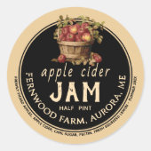 Apple Cider Jam Sauce Jelly Label Kraft Homemade Runder Aufkleber (Vorderseite)
