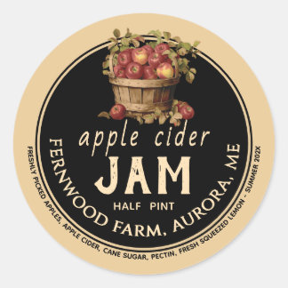 Apple Cider Jam Sauce Jelly Label Kraft Homemade Runder Aufkleber