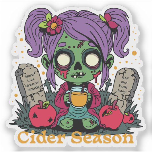 Apple Cider Season Zombie Aufkleber (Vorderseite)