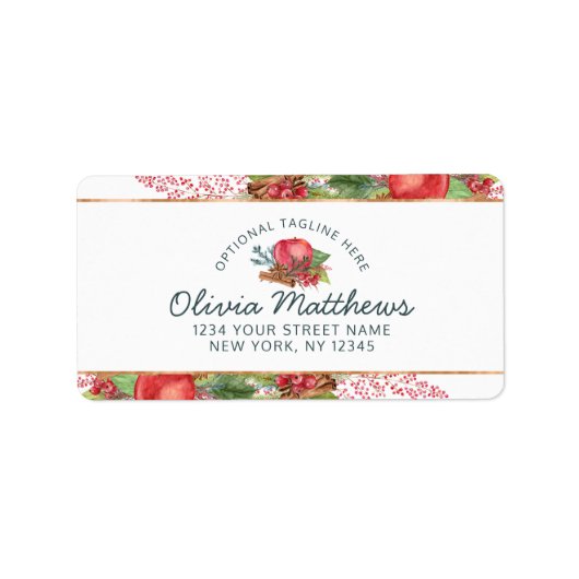 Apple Cinnamon Herbst- oder Winterurlaub Custom Sh Adressaufkleber (Vorne)