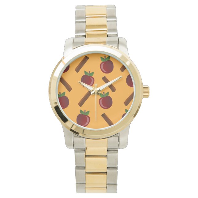 Apple Cinnamon Muster Armbanduhr (Vorderseite)
