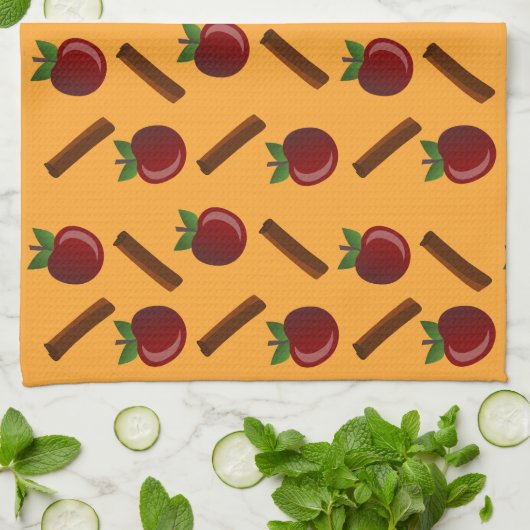 Apple Cinnamon Muster Geschirrtuch (Gefaltet)