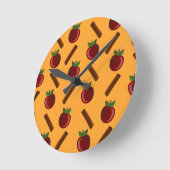 Apple Cinnamon Muster Runde Wanduhr (Winkel)