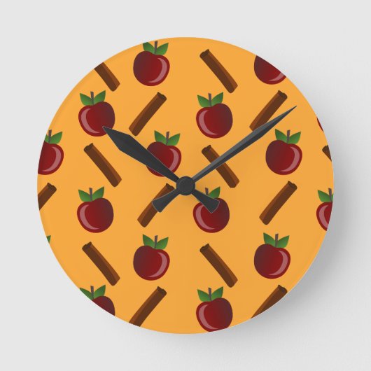 Apple Cinnamon Muster Runde Wanduhr (Vorderseite)