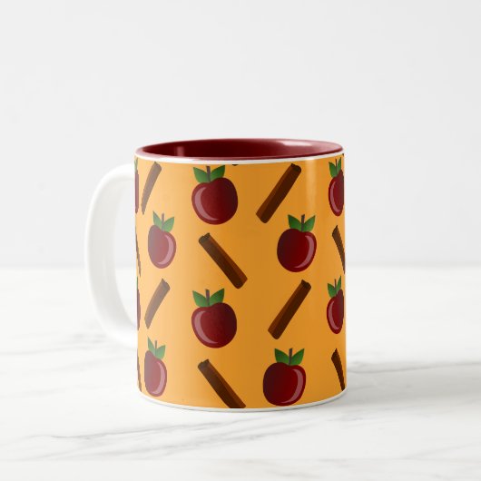 Apple Cinnamon Muster Zweifarbige Tasse (Vorderseite Links)