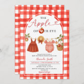 Apple Clothesline Fall Rustic Gingham Baby Dusche Einladung (Vorne/Hinten)