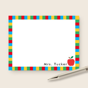 Apple & Colorful Blocks Niedlich Teacher Stationer Mitteilungskarte