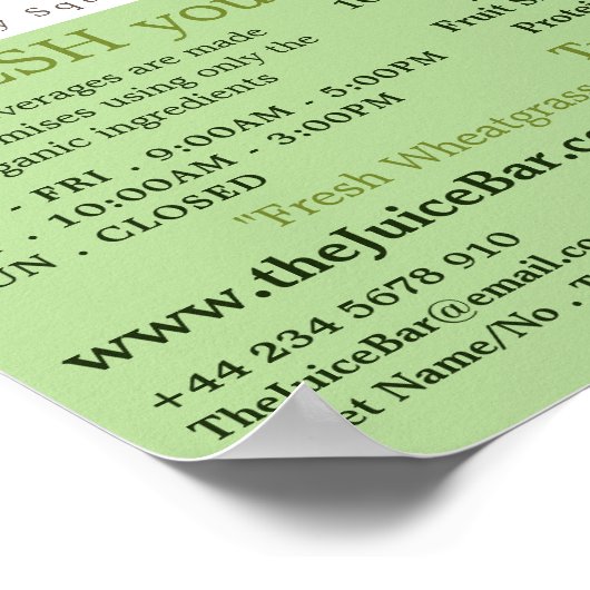 Apple & Cucumber, Juice-Bar-Werbung Poster (Ecke)