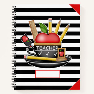 Apple-Cup-Streifen für LehrerInnen Grosses Noteboo Notizblock
