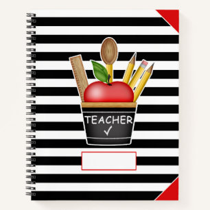 Apple Cupcake Stripes, großes Notebook für Lehrer Notizblock