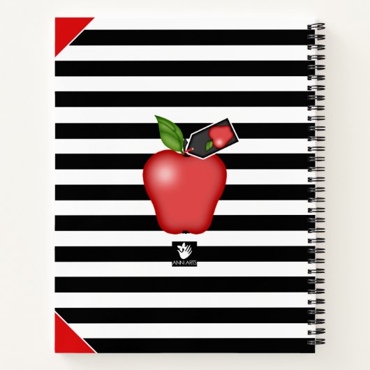 Apple Cupcake Stripes, großes Notebook für Lehrer Notizblock (Rückseite)