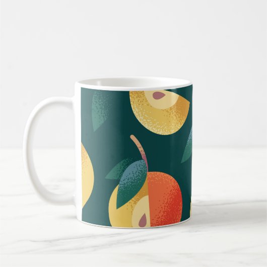 Apple Delight: Dunkelgrün nahtlos. Kaffeetasse (Links)
