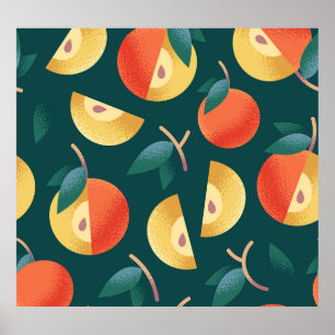 Apple Delight: Dunkelgrün nahtlos. Poster