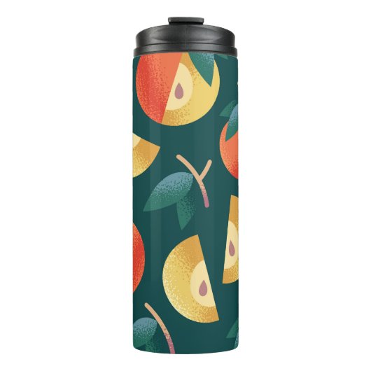 Apple Delight: Dunkelgrün nahtlos. Thermosbecher (Vorderseite)