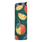 Apple Delight: Dunkelgrün nahtlos. Thermosbecher (Nach links gedreht)