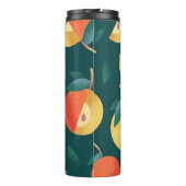 Apple Delight: Dunkelgrün nahtlos. Thermosbecher (Rückseite)