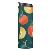 Apple Delight: Dunkelgrün nahtlos. Thermosbecher (Nach rechts gedreht)