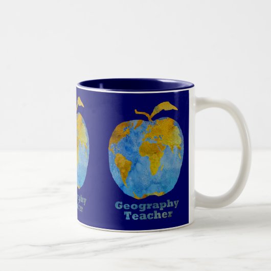 Apple des Geografie-Lehrers Zweifarbige Tasse (Rechts)