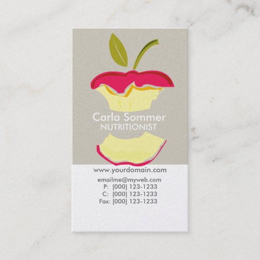 Apple Dietician NutriTionist Weight Loss Health Visitenkarte (Vorderseite)
