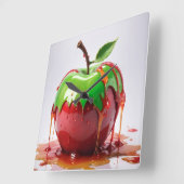 Apple Digital Art Quadratische Wanduhr (Winkel)