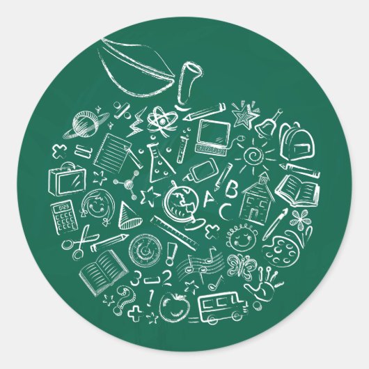 Apple Doodle Aufkleber für Lehrer (Vorderseite)