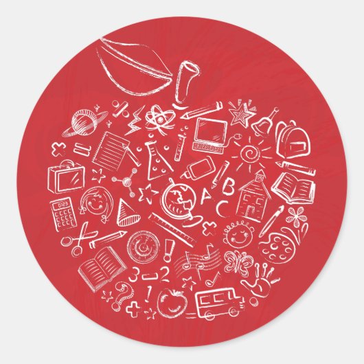 Apple Doodle Aufkleber für Lehrer (Vorderseite)