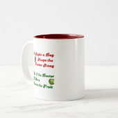Apple ein Tag…. Zweifarbige Tasse (Vorderseite Links)
