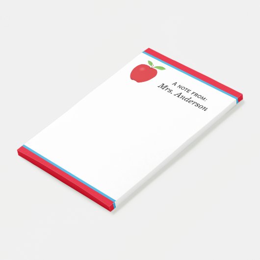 Apple, eine Anmerkung vom Lehrer, personalisiert Post-it Klebezettel (angewinkelt)