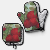 Apple Ernte, rot und grün Ofenhandschuh & Topflappen-Set (Vorderseite/Rückseite)