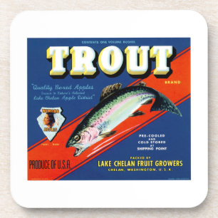 Apple-Etikett für Vintage Forellenmarken Getränkeuntersetzer