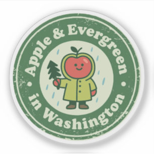 Apple & Evergreen_ Washington Naturinspiriert Aufkleber