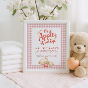 Apple Eye Gingham Midnight Diaper Baby Dusche Poster