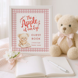 Apple Eye Gingham Sign Guest Book Baby Shower Poster