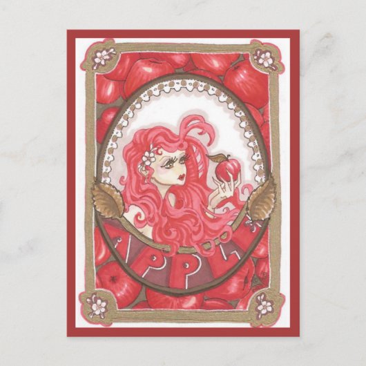 Apple Fairy Fantasy Art Nouveau Print Postkarte (Vorderseite)