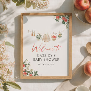 Apple Fall Baby Dusche Begrüßungszeichen Poster