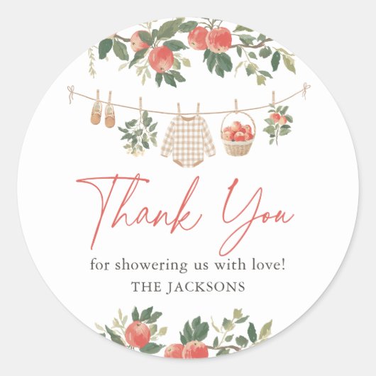 Apple Fall Baby Dusche Runder Aufkleber (Vorderseite)