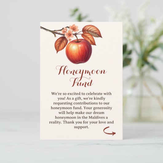 Apple Fall Brautparty Honeymoon Fund Begleitkarte (Stehend Vorderseite)