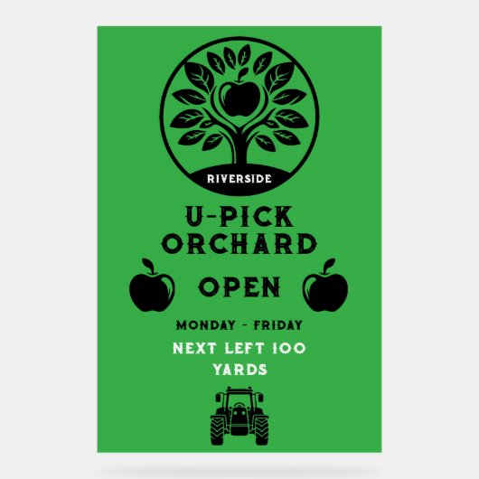 Apple Farm U- Pick-Werbeaktion Acrylschild (Vorderseite)