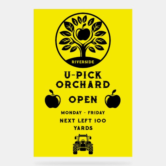 Apple Farm U- Pick-Werbeaktion Acrylschild (Vorderseite)