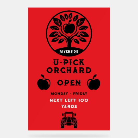 Apple Farm U- Pick-Werbeaktion Acrylschild (Vorderseite)